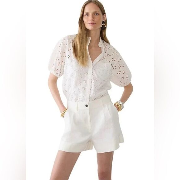 J. Crew Pants - J.Crew high rise Linen Blend Cuffed Shorts size 0